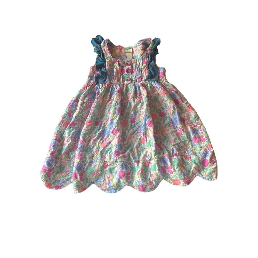 Matilda Jane Girls Floral Print Dress Scalloped Hem Ruffle Size 6 ‎ Multicolor